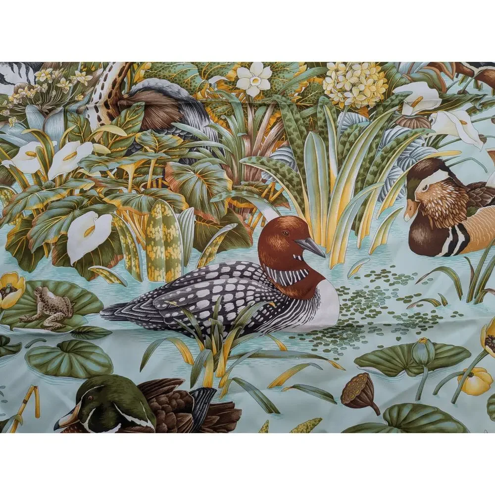 Salvatore Ferragamo 100% Silk Scarf Botanical Marsh Cucks Herons - Picture 3 of 4